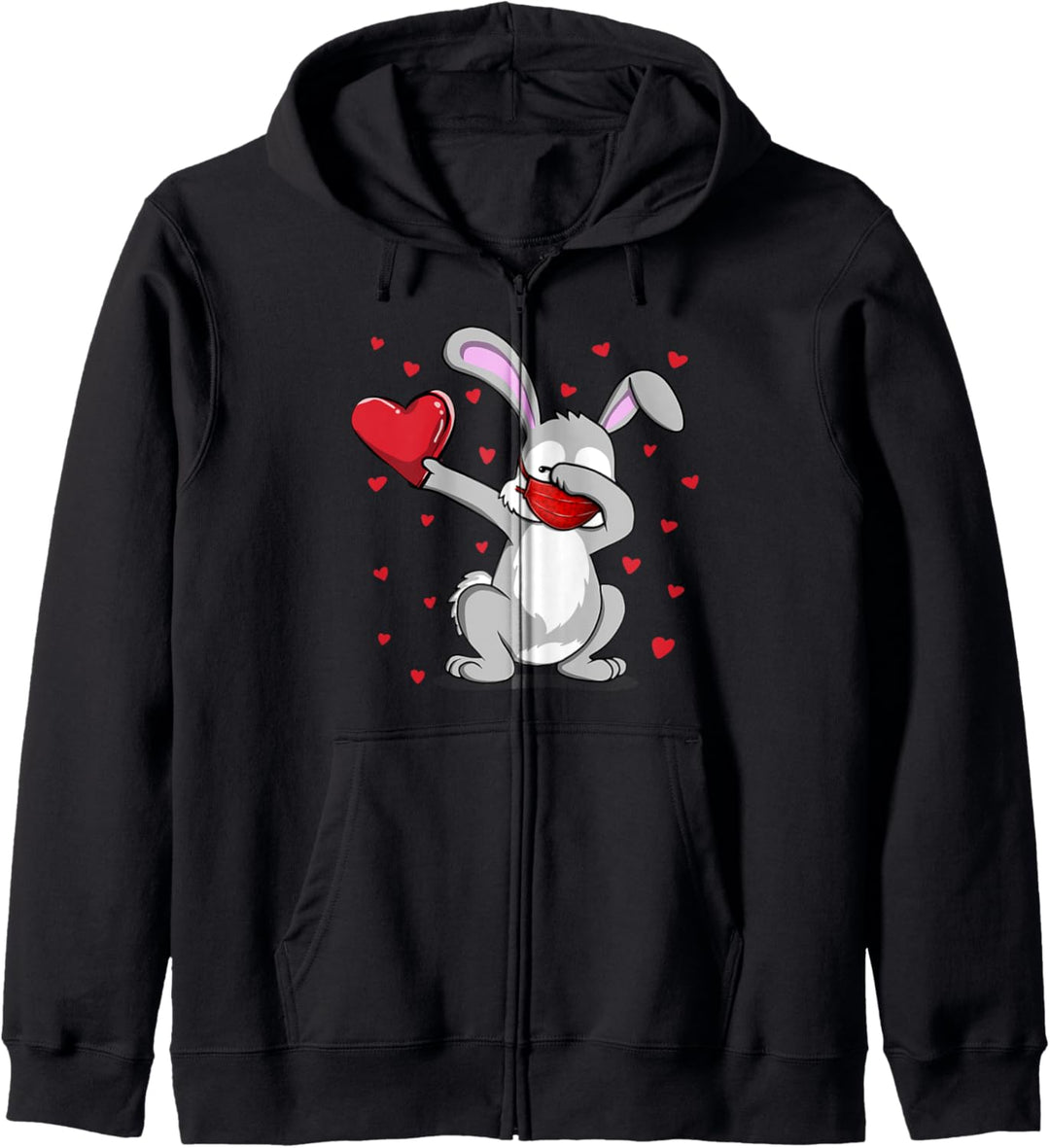 Dabbing Rabbit Wears Face Mask Valentins Kostüm Geschenke Kapuzenjacke