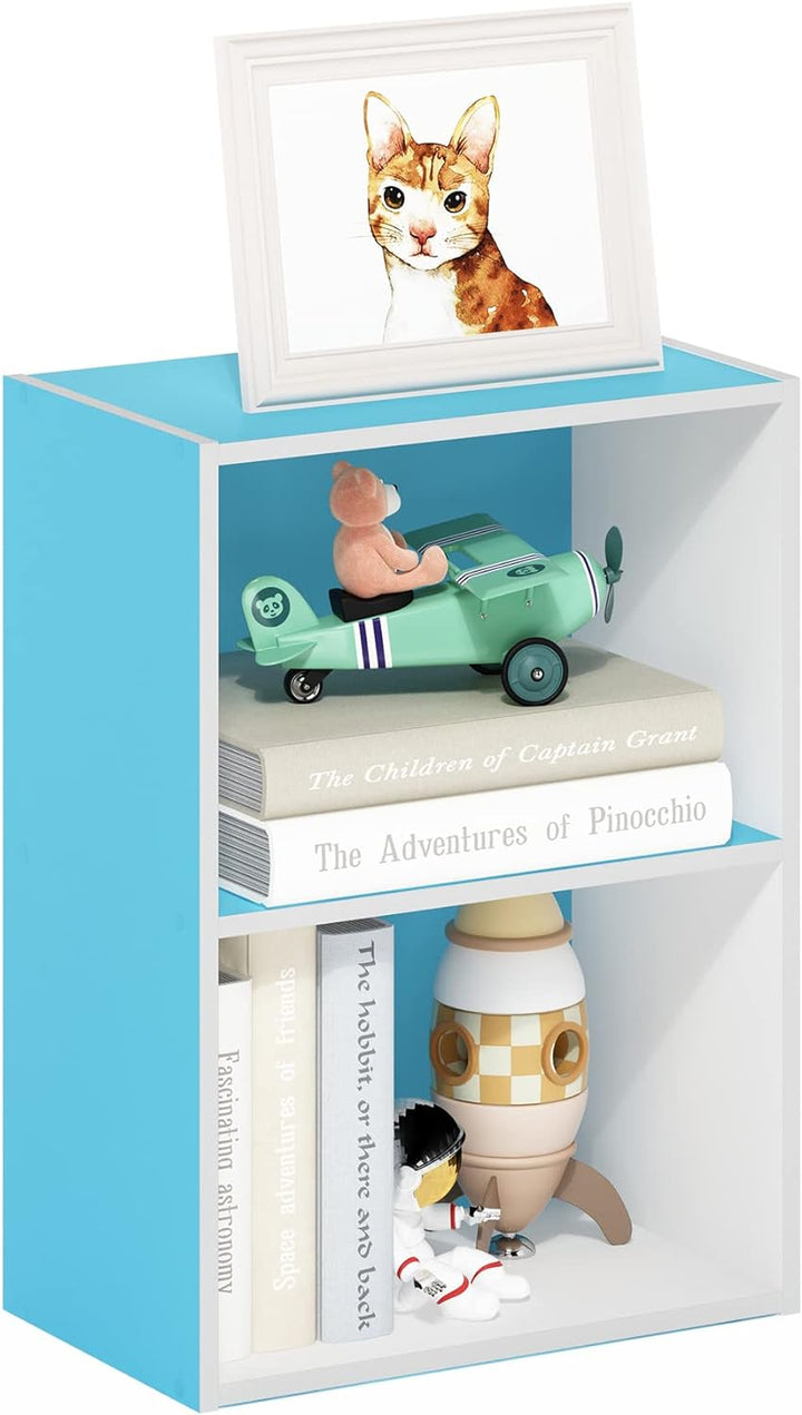 Furinno Luder Bücherregal 23.7(D) x 39.5(W) x 53.9(H) cm Weiss/ Hellblau, 23.7(D) x 39.5(W) x 53.9(H