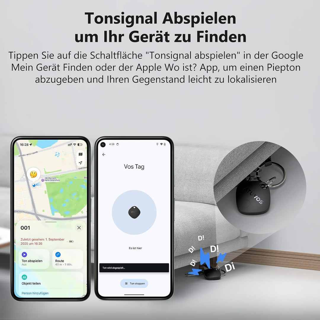 ATUVOS Air Tag Pro Smart Tags Tracker für Android &amp; iOS, Neu Dual-System Schlüsselfinder kompatibel
