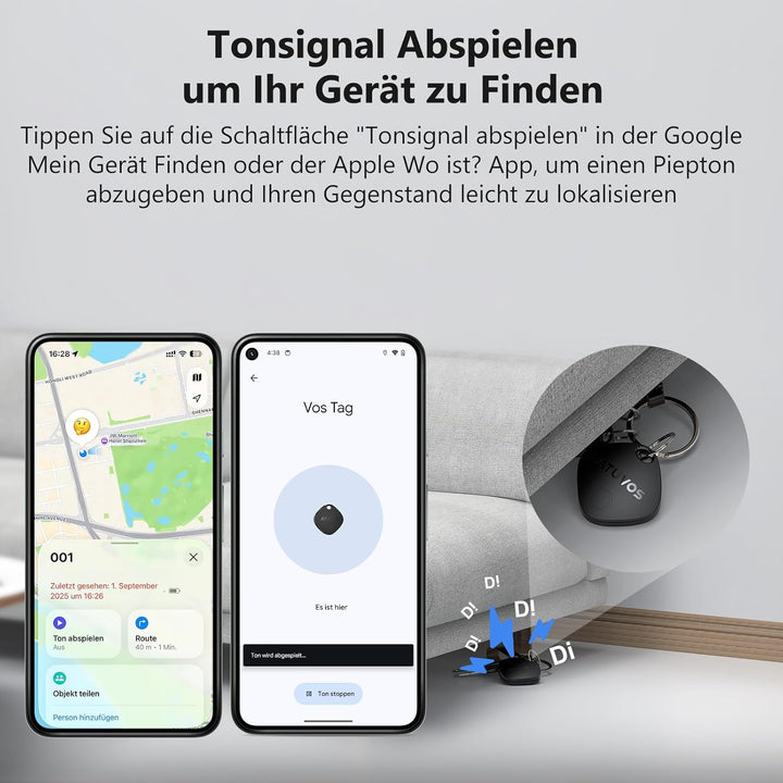 ATUVOS Air Tag Pro Smart Tags Tracker für Android &amp; iOS, Neu Dual-System Schlüsselfinder kompatibel
