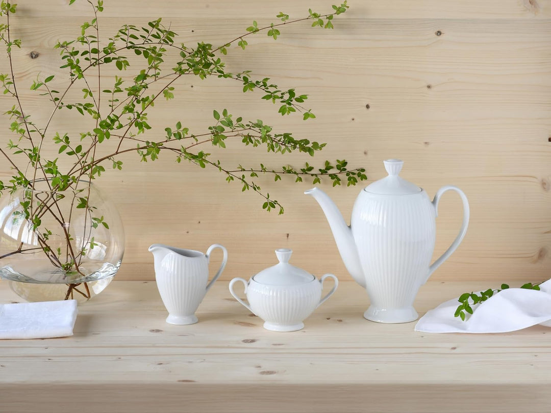 CreaTable 21881 Serie Valenica Geschirrset, Kaffeegarnitur aus Porzellan, Porcelain, Weiss Weiss 3-t