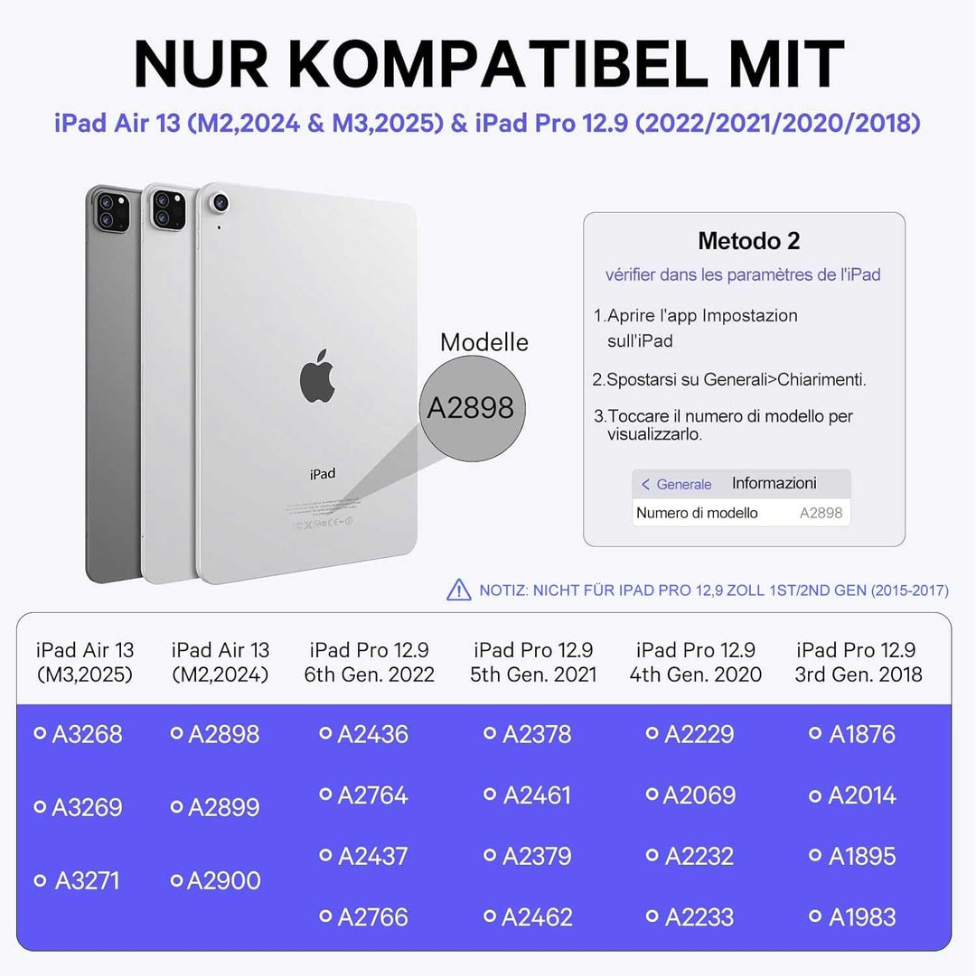 Earto iPad Pro 12.9 Tastatur 2022, DIY 3-Zone Beleuchtung mit 7 Farben, Hülle mit Tastatur mit Touch
