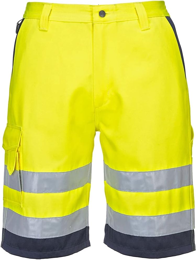 Portwest Warnschutz-Shorts aus Polyester-Baumwolle, Grösse: M, Farbe: Gelb/Marine, E043YNRM M Gelb /