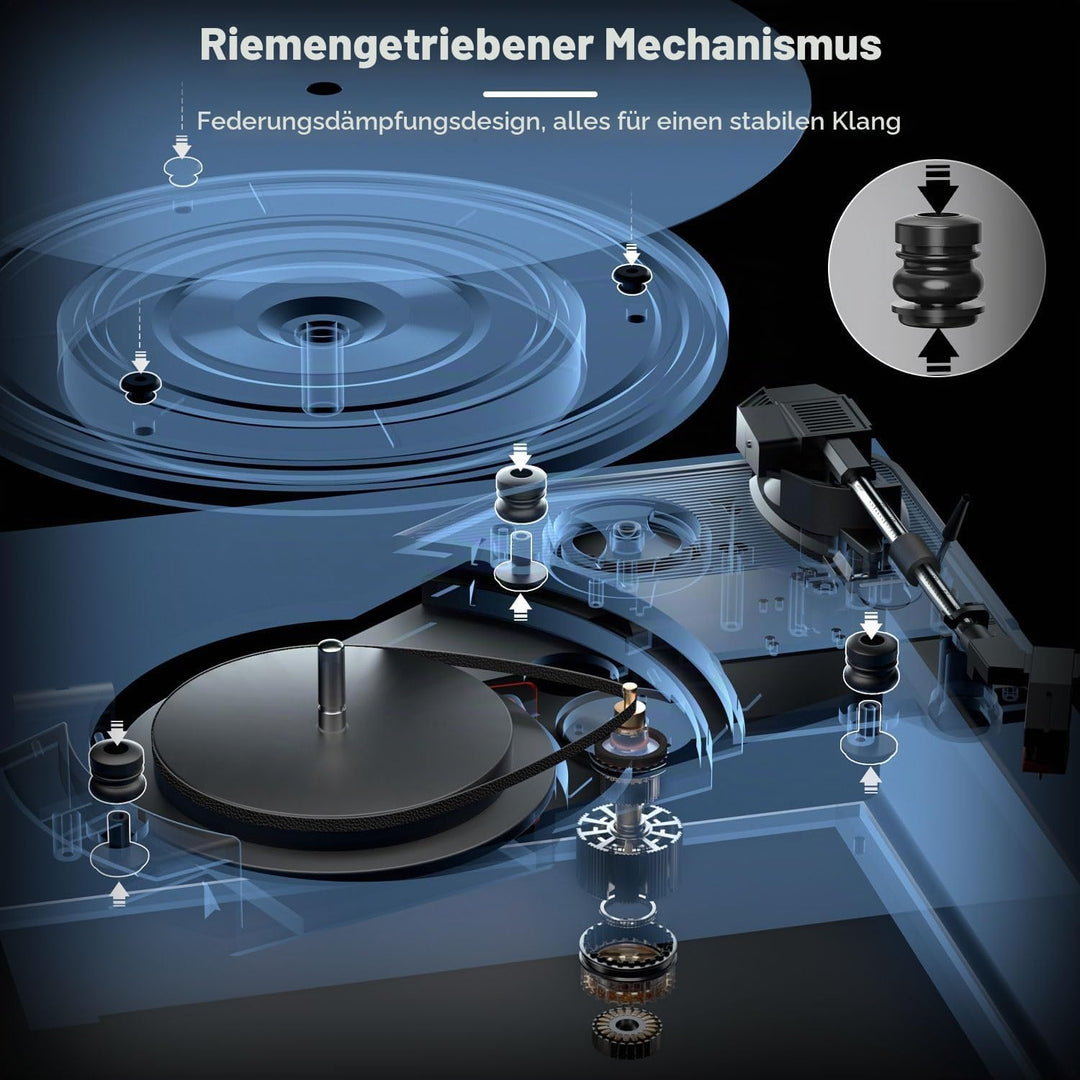 Plattenspieler, FYDEE Vinyl Plattenspieler mit Eingebauten Stereo-Lautsprechern, 3 Geschwindigkeiten