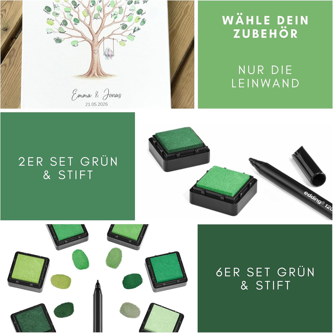 KATINGA Leinwand zur Hochzeit – Bild für Fingerabdrücke mit Baum - Personalisiert – Hochzeitsbaum –
