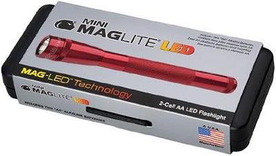 Mag-Lite SP22037F Mini Maglite 2AA Multimode Hochleistungs-LED-Taschenlampe, 17 cm rot inkl. 2 Migno