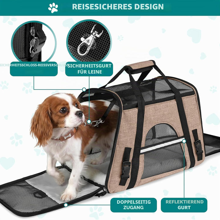 PetAmi Premium Fluggesellschaften zugelassene weiche HaustierReisetasche | belüftetes, komfortables