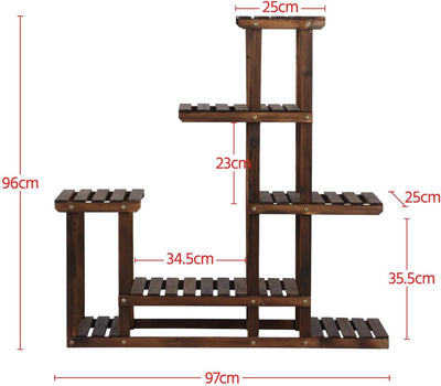 Yaheetech Pflanzentreppe 6 Ebenen Blumenregal Blumenbank Holz Regal Blumentreppe Balkon Draussen Gar