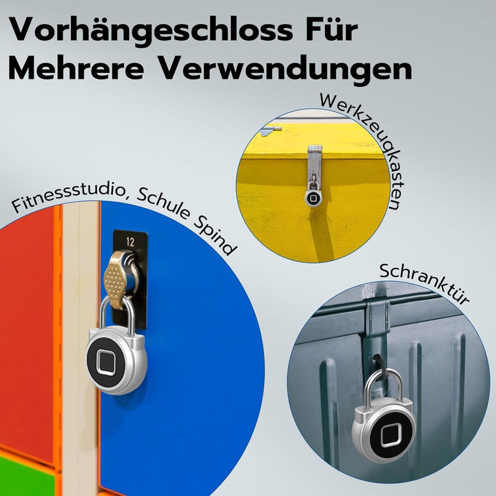 Eseesmart Vorhängeschloss Fingerabdruck, Smart Schloss Fingerabdruck Telefon-App Entsperren, IP65 Wa