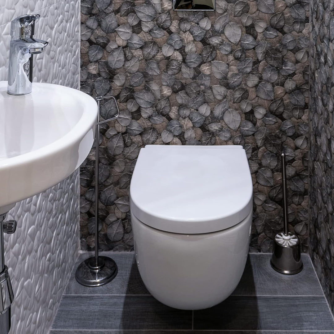 WC-Sitz D-Form Luxus Weiss Absenkautomatik Toilettendeckel Ergonomisches Design mit Quick Release Sc