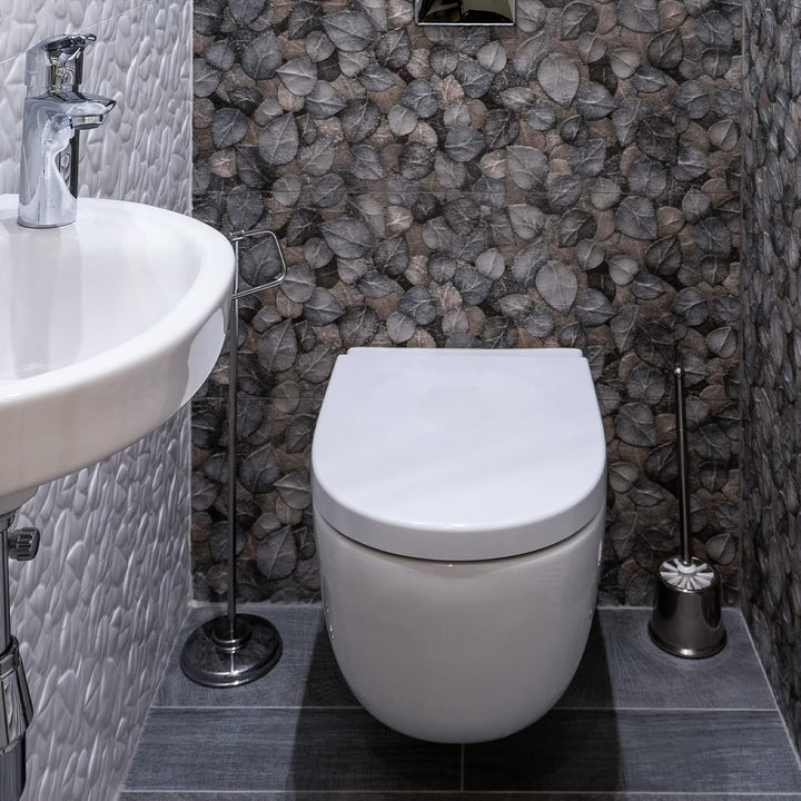 WC-Sitz D-Form Luxus Weiss Absenkautomatik Toilettendeckel Ergonomisches Design mit Quick Release Sc