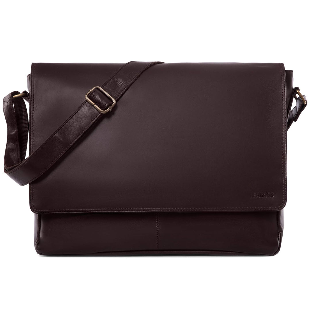 LEABAGS Leder Umhängetasche Herren &amp; Damen I Messenger Bag mit Schultergurt I Echtleder Laptoptasche