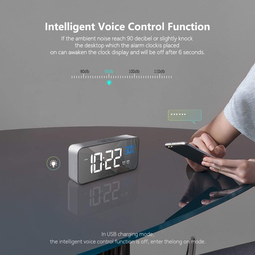 HOMVILLA Wecker, Wecker Digital mit Grosse LED Temperaturanzeige, Digitaler Wecker mit Dual Alarm, S