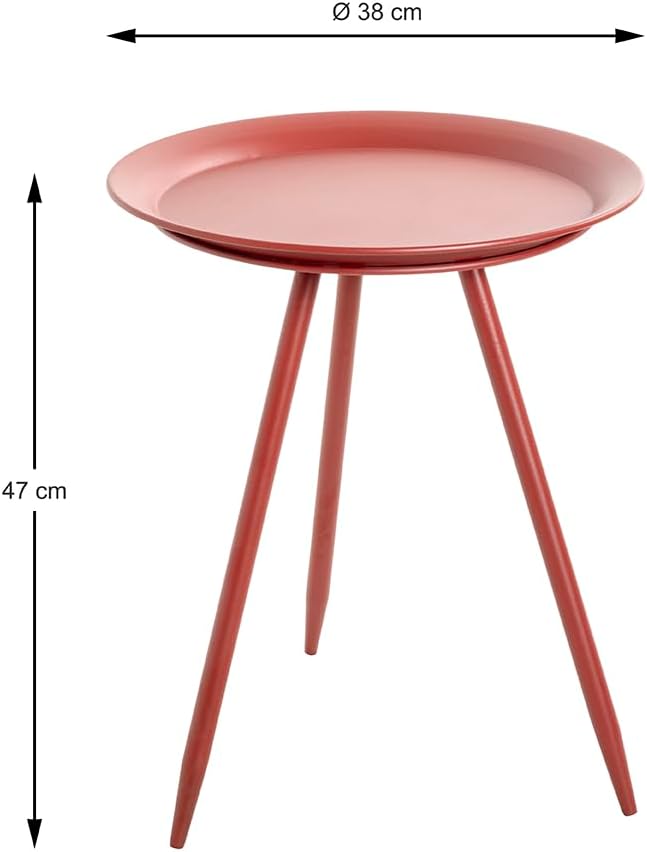 Haku Möbel Beistelltisch rot, Metall - Masse: H 47 cm x Ø 38 cm, Style: Modern Ø 38 x H 47 cm Rot, Ø