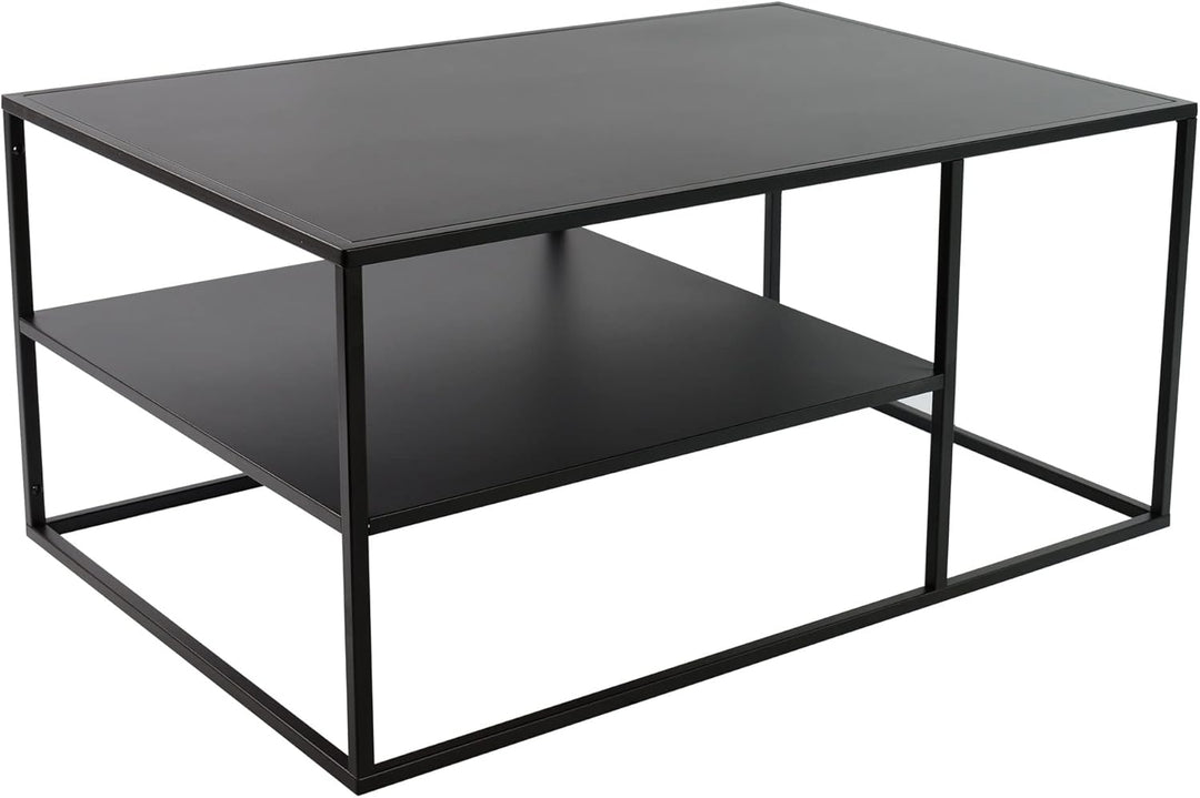 osoltus Cube Industrial Beistelltisch Couchtisch aus Metall schwarz 90x60x45 cm