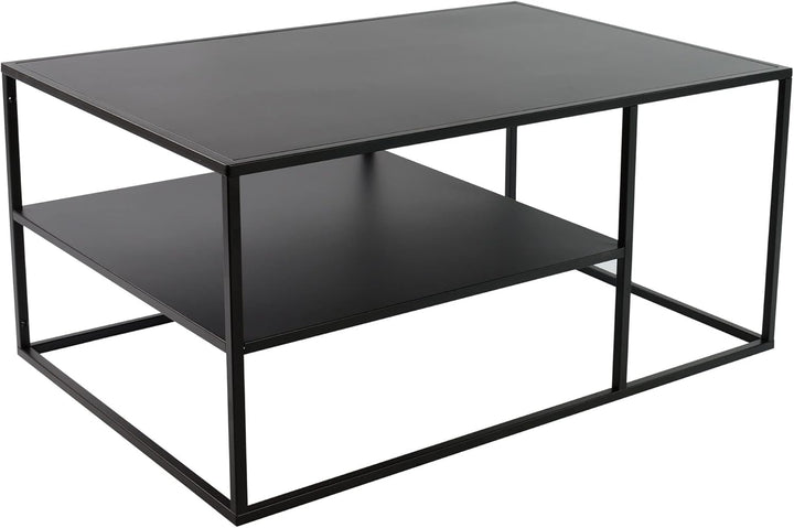 osoltus Cube Industrial Beistelltisch Couchtisch aus Metall schwarz 90x60x45 cm