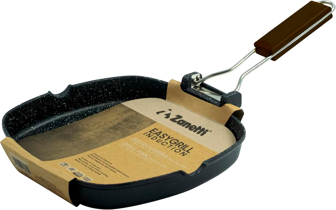 Zanetti, Grillpfanne 28 x 28 cm, Grillplatte aus Aluminium-Druckguss mit hoher Dicke, Grillplatte fü