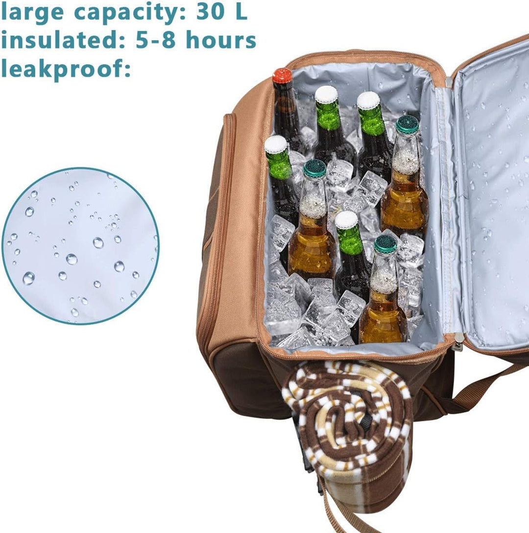 Hap Tim Picknick-Rucksack-Kühler für 2 Personen mit isolierter auslaufsicherer Kühltasche, Weinhalte