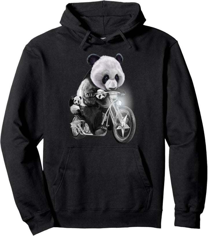 Riesenpanda mit Jungen, die Motorräder fahren Pullover Hoodie