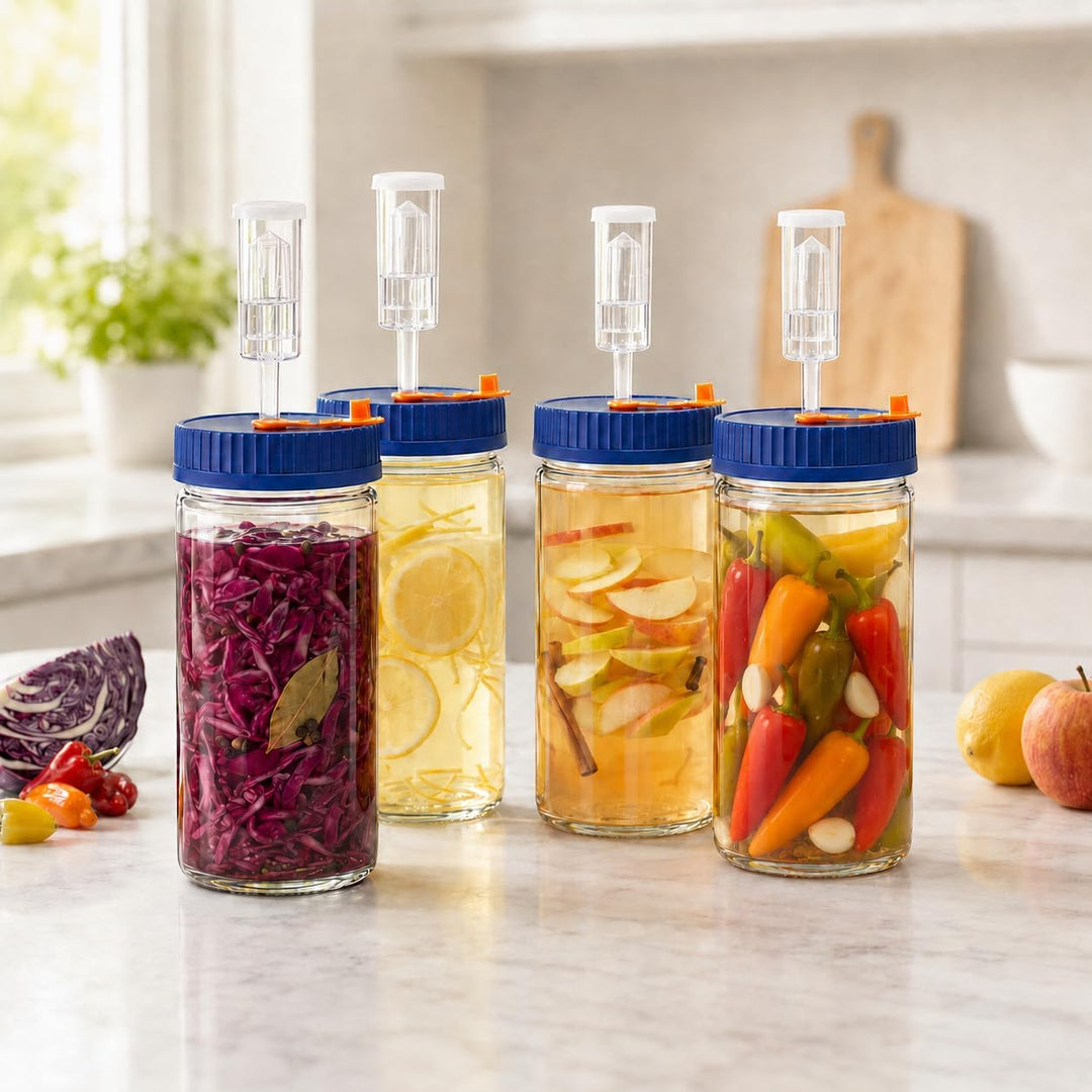 Fermentierglas 1,5L Fermentierset aus Borosilikatglas mit Gewicht für Sauerkraut, Hot Sauce, Met, Ci