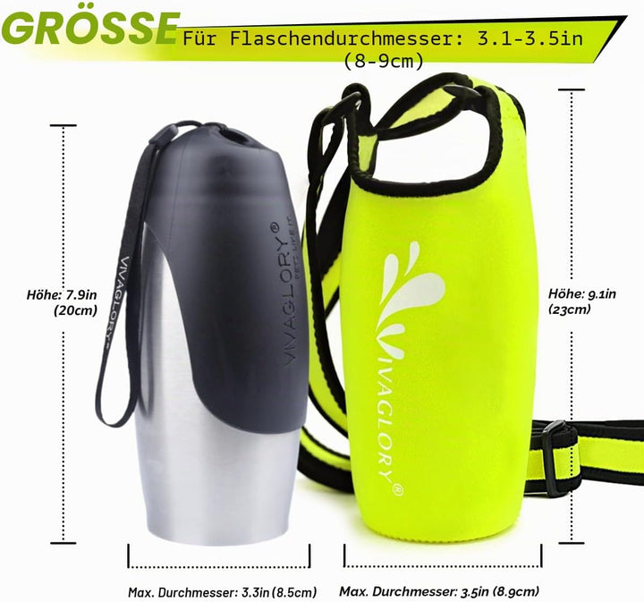 VIVAGLORY hundetrinkflasche &amp; wasserflaschenhalter mit Schultergurt-Kombi, Hunde Trinkflasche &amp; Wass