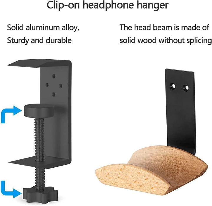 GGF Kopfhörer Halter Kopfhörer Ständer mit 6cm Breiter Kopfstütze aus Buche Headset Halterung Verste