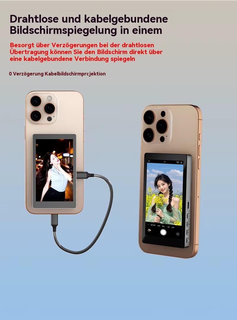 Handy Selfie Monitor 3,97", WiFi 2,4/5 GHz, 5 Std. Akku, Powerbank-Funktion, mit Lautsprecher, gross