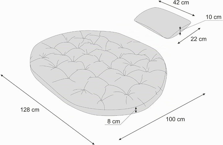 PillowPrim Hängesessel Kissen, Auflage für Polyrattan/Rattan Hängeschaukel, Polster, Hängekorb, Scha