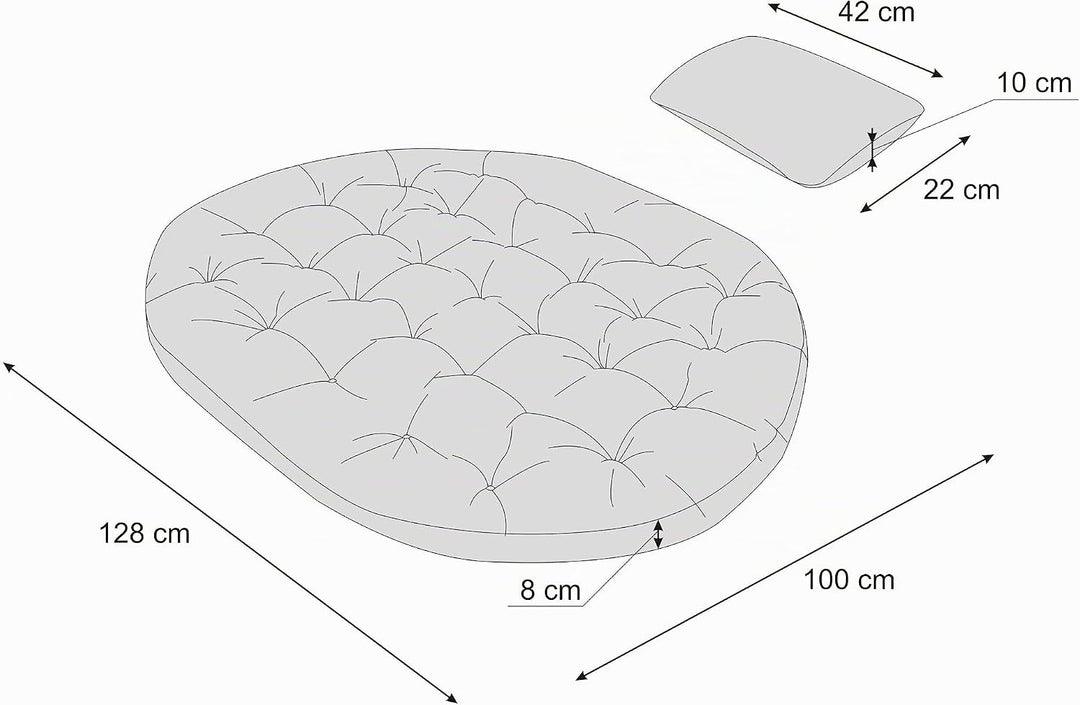 PillowPrim Hängesessel Kissen, Auflage für Polyrattan/Rattan Hängeschaukel, Polster, Hängekorb, Scha