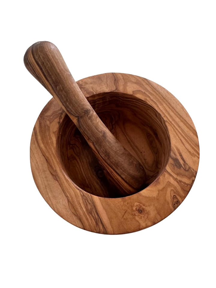 SmokeMax® / Olivenholz Mörser und Stössel Set/Holzmörser/Kräutermörser/Gewürzmörser/ca. 14cm