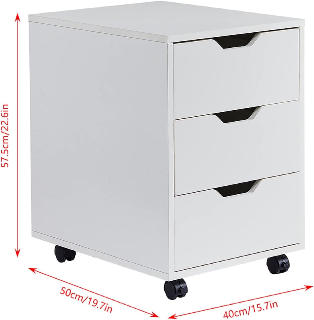 NICEME Bürocontainer mit 3 Schubladen, Rollcontainer unter Schreibtisch,Büroschrank für Dokumente, a