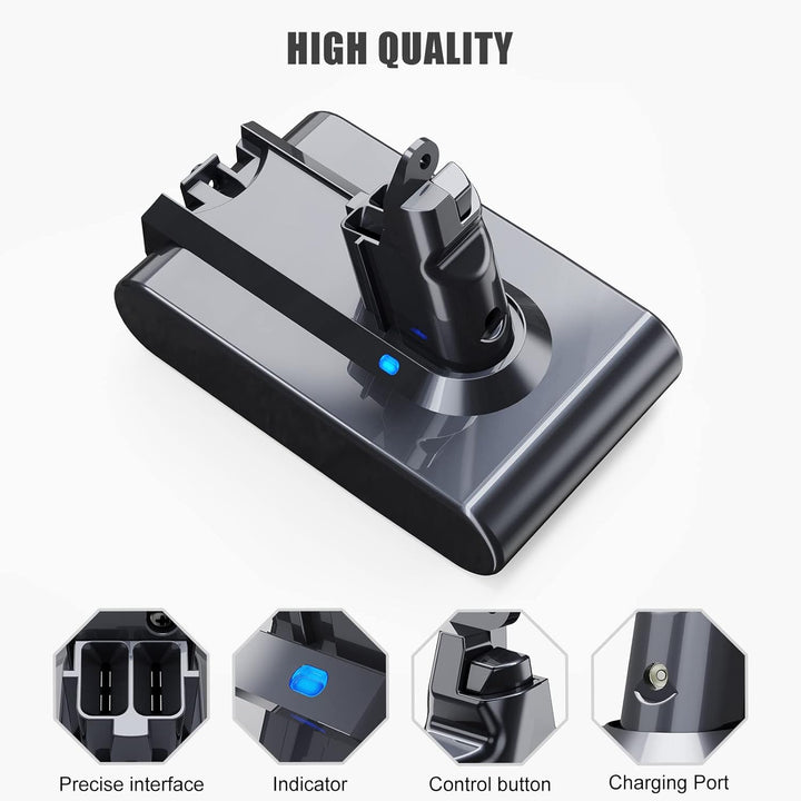 6000mAh V6 Ersatzakku für Dyson V6 Akku Kompatibel DC62 DC58 DC59 DC61 Animal DC72 DC74 SV03 SV05 SV