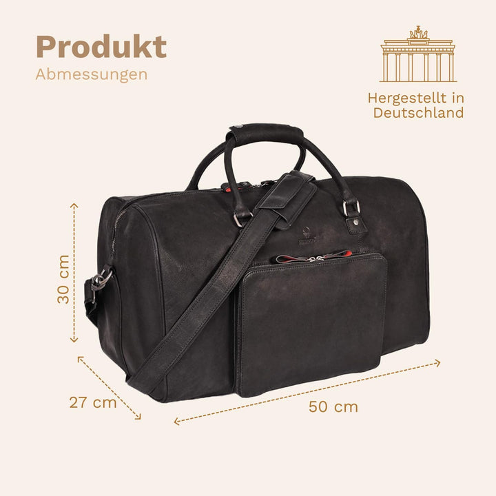 DONBOLSO® Weekender Neapel - Hochwertige Reisetasche Herren gross - Leder Reisetasche Schwarz - Grös