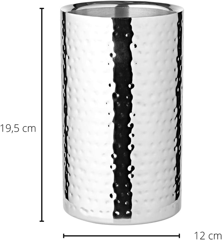 EDZARD Flaschenkühler Nebraska, Höhe 20 cm, Durchmesser 12 cm, für 1 Flasche, doppelwandig, Edelstah