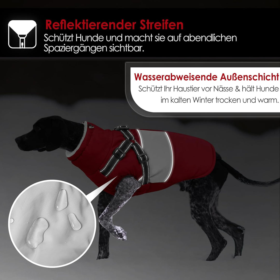 AOFITEE Hundejacke Mittelgrosse Hunde, Winter Wasserdicht Hundejacke Hundemantel mit Geschirr, Warme