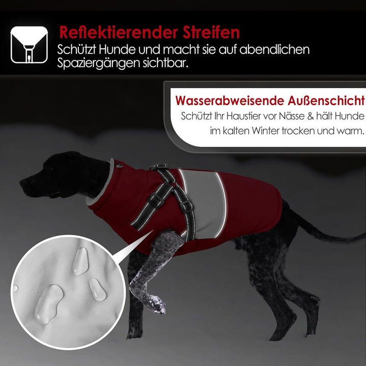 AOFITEE Hundejacke Mittelgrosse Hunde, Winter Wasserdicht Hundejacke Hundemantel mit Geschirr, Warme