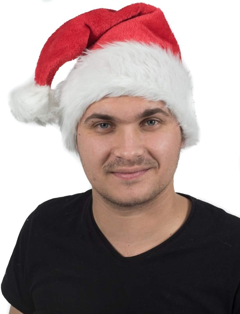 5 Stück Weihnachtsmütze Mütze Weihnachten Weich Nikolausmütze Dicker Fellrand aus Plüsch Top Qualitä