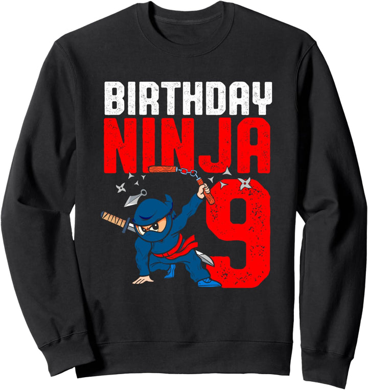 Ninja Geburtstag Party 9 Jahre alt 9. Thema Jungen Mädchen Sweatshirt