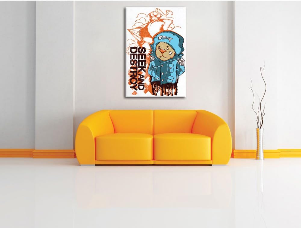 Pixxprint Seek and Destroy White Bild auf Leinwand, XXL riesige Bilder fertig gerahmt mit Keilrahmen
