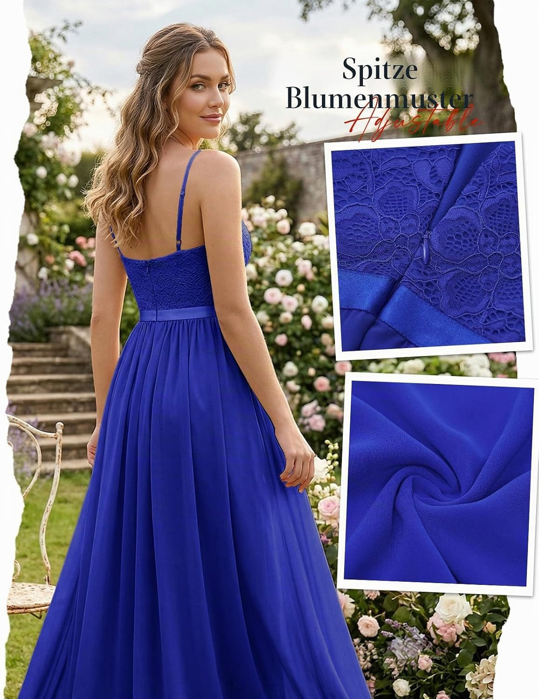 DRESSTELLS Damen Abendkleider Elegant für Hochzeit Brautjungfernkleider Lang Chiffon Brautjungfernkl