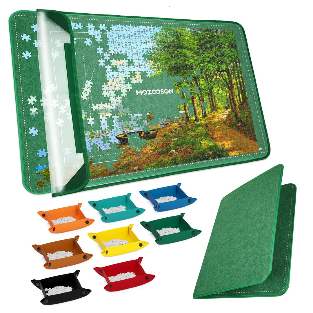 MOZOOSON Faltbares Puzzlebrett, Puzzlematte 2000 Teile mit Abdeckung, Puzzle-Aufbewahrung 41.3x31.5i