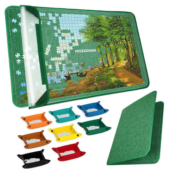 MOZOOSON Faltbares Puzzlebrett, Puzzlematte 2000 Teile mit Abdeckung, Puzzle-Aufbewahrung 41.3x31.5i