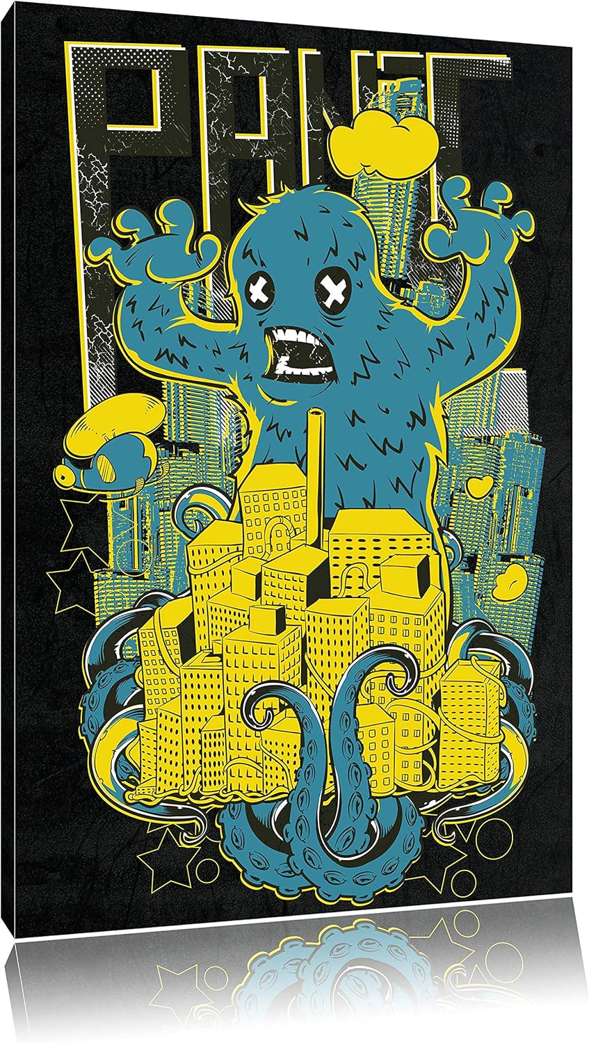 Dark Panic monster black Leinwandbild Bild auf Leinwand, XXL riesige Bilder fertig gerahmt mit Keilr
