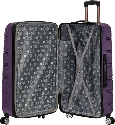 Rockland Melbourne Hardside Erweiterbares Spinner-Rad Gepäck, Violett, Checked-Medium 24-Inch, Melbo