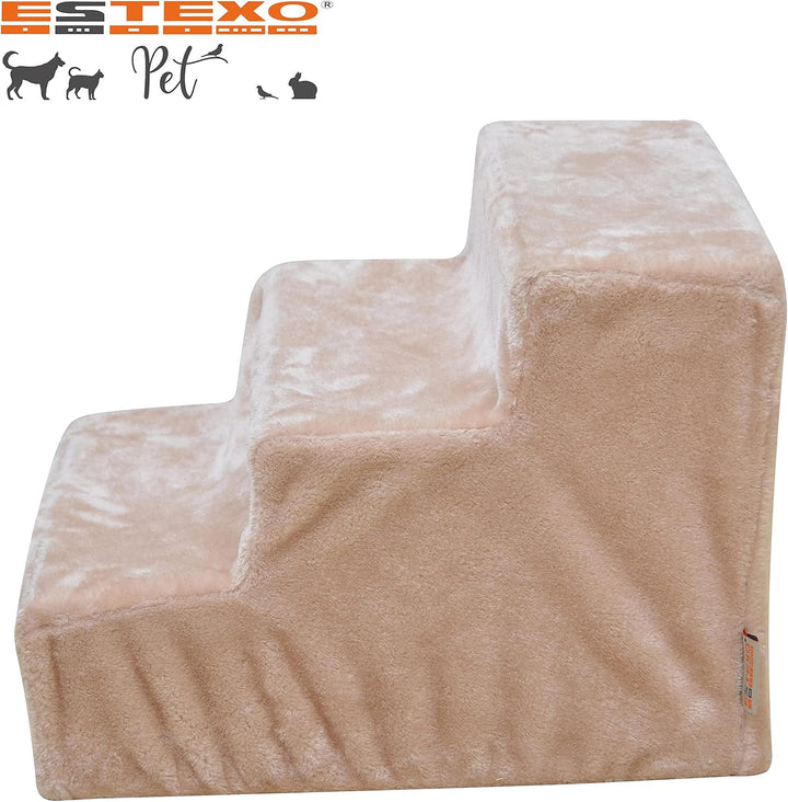 ESTEXO Hundetreppe Katzentreppe Haustiertreppe Tiertreppe Treppenstufen Plüschbezug Einstieghilfe 3