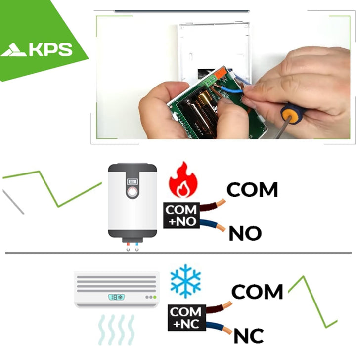 KPS KPS Confortline Thermodigi Digitales Heizungsthermostat, Anschluss von 2 Kabeln, mit Programmier