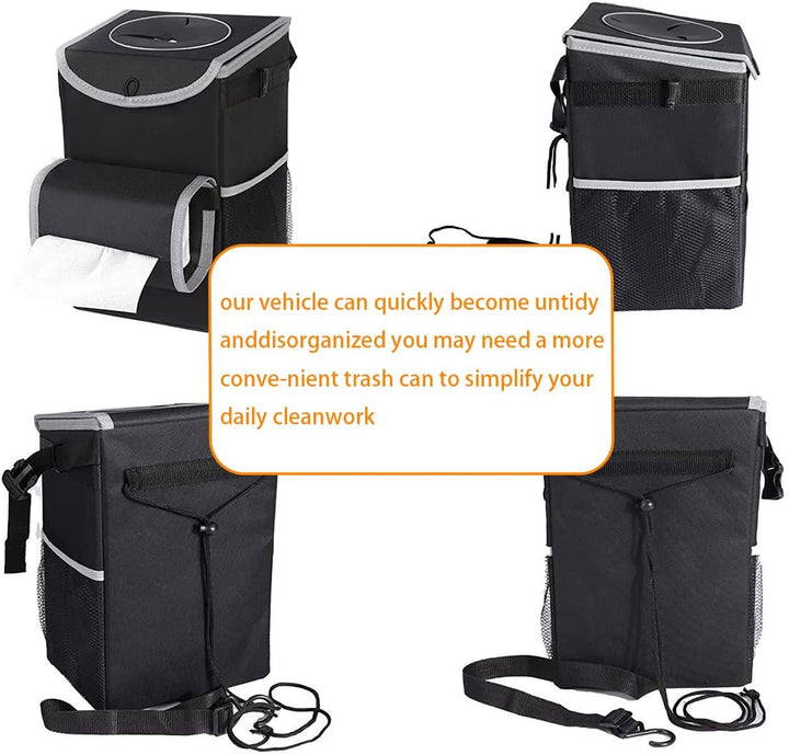 JNNJ Multifunktionaler Auto-Organizer-Mülleimer, Zusammenklappbarer Und Tragbarer Wasserdichter Auto