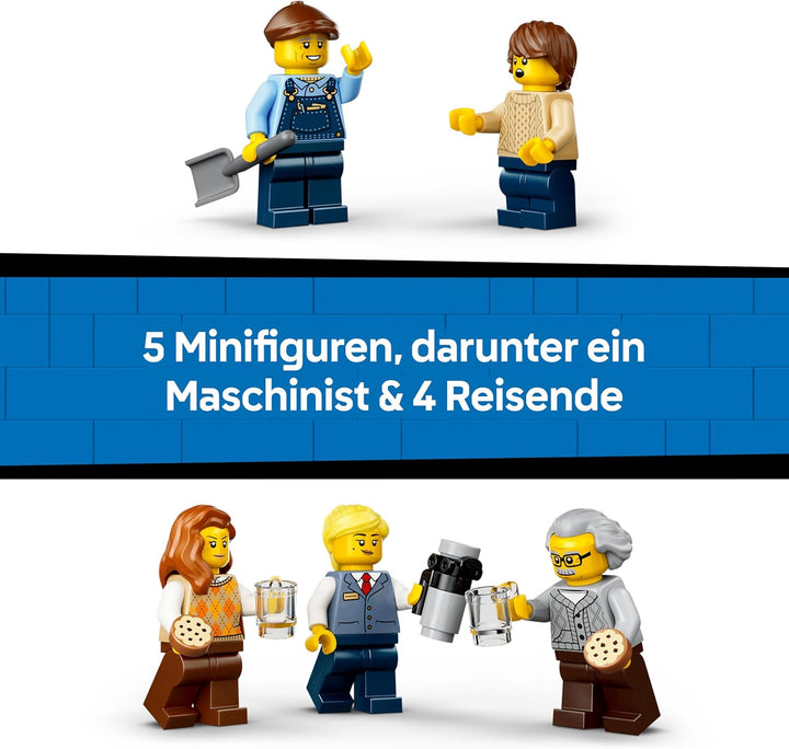 LEGO City Klassischer Dampfzug Spielzeug - STEM Modellbausatz - Set mit Bahnhof, Schienen, Führersta
