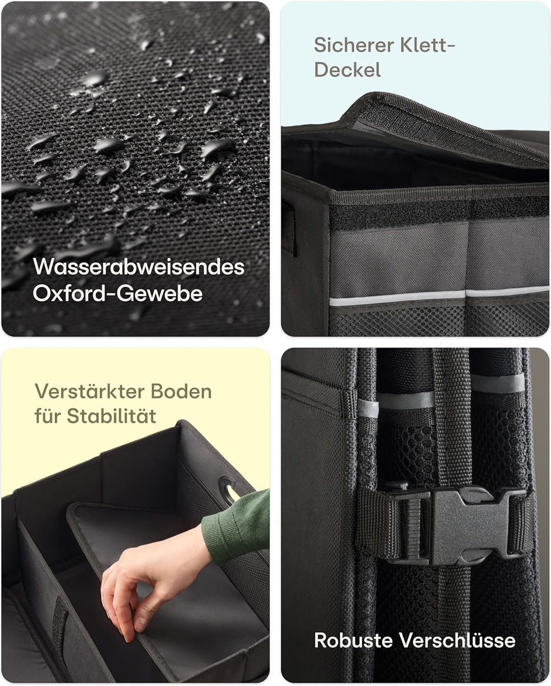 Praknu 45L Auto Kofferraum Organizer Faltbar mit Deckel – auf 20 L anpassbar – 3 Fächer mit 11 Tasch
