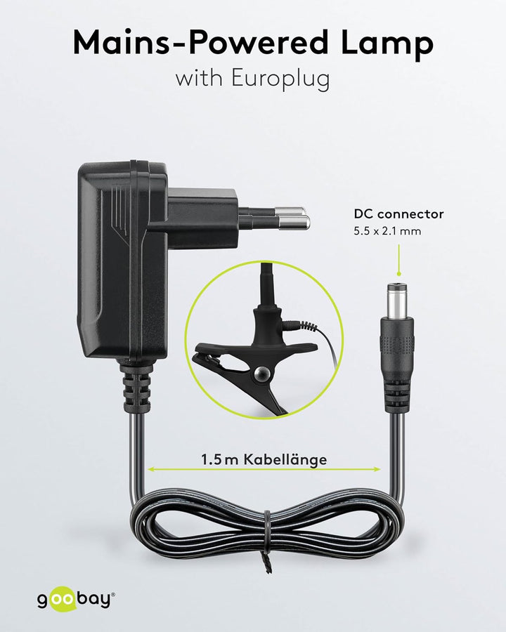 Goobay 65577 LED Lupenleuchte mit Klemme/Lupenlampe aus Plastik / 6 W Leistungsaufnahme, Farbtempera